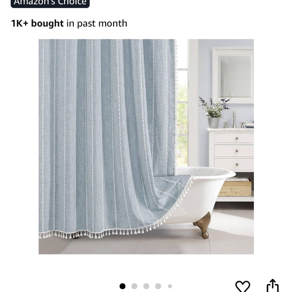 Blue Striped Shower Curtain with Tassels